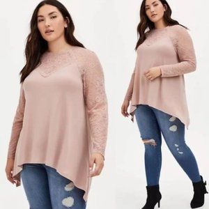 Torrid | Knit Crepe Lace Sleeve Blouse